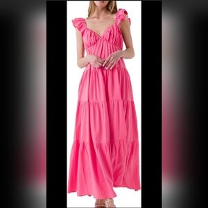 FREE THE ROSE Elegant Pink Sleeveless Dress,Sise XS